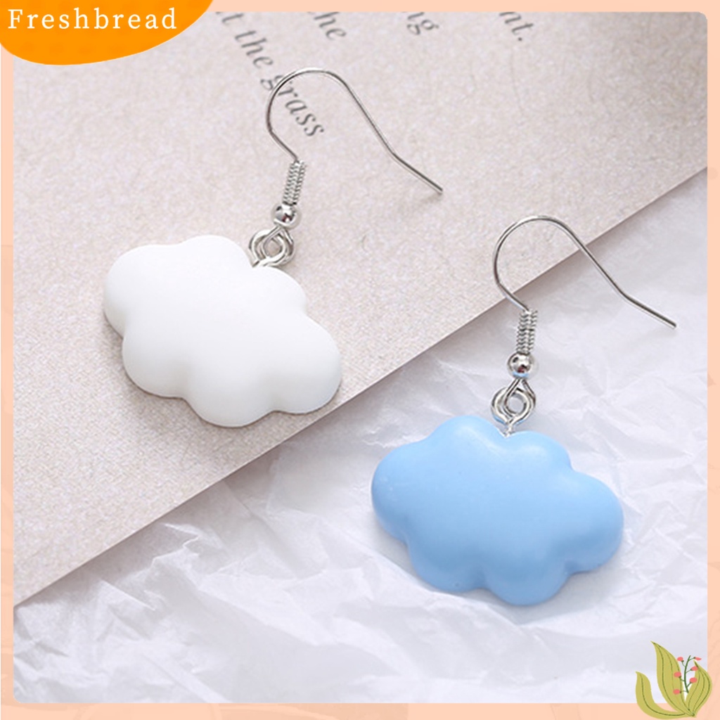 &lt; Freshbread &gt; 1pasang Anting Kait Motif Kartun Awan Indah Anting Menjuntai Warna Permen Untuk Pakaian Sehari-Hari