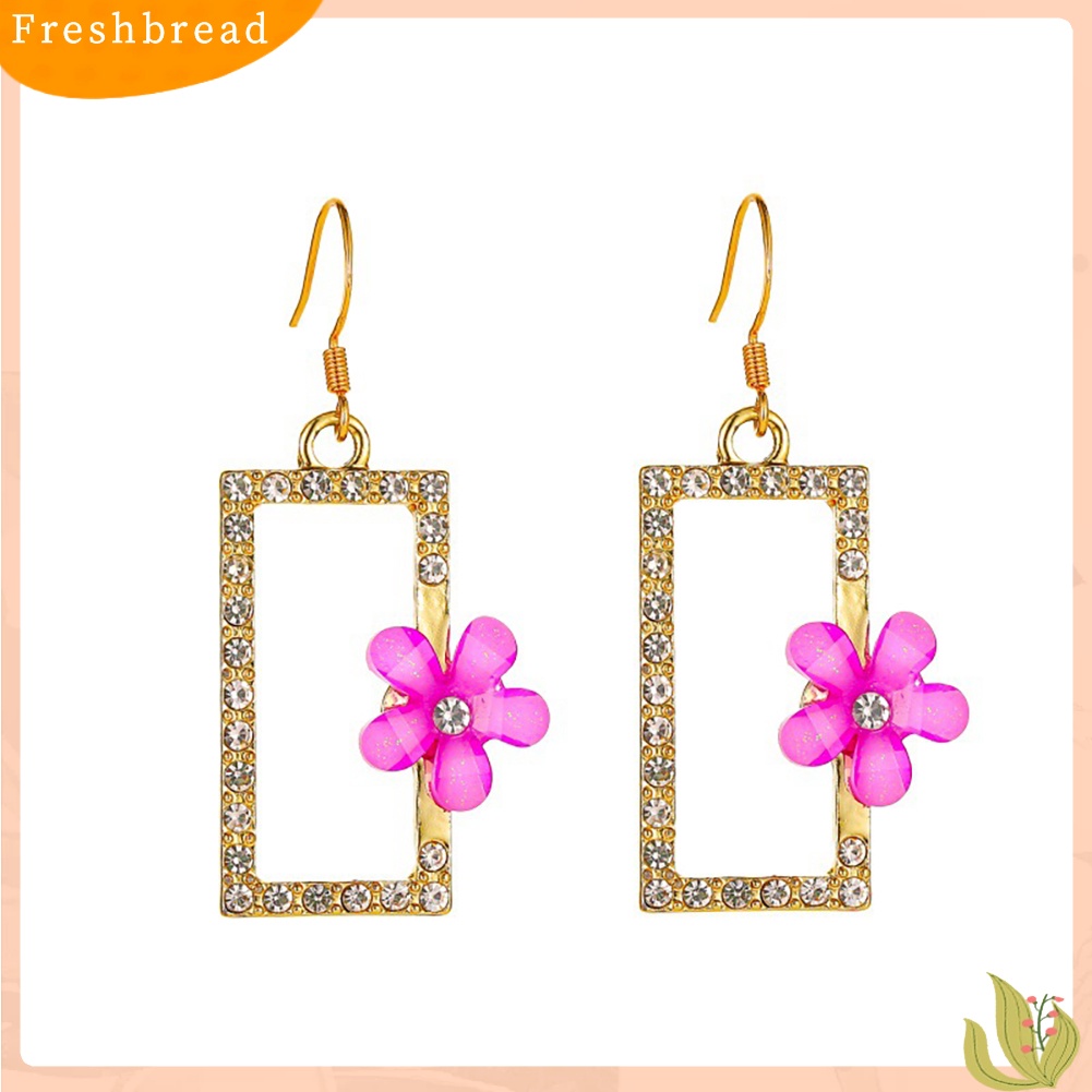 &lt; Freshbread &gt; Wanita Elegan Gradien Warna Faux Crystal Cubic Zirconia Anting Panjang Perhiasan