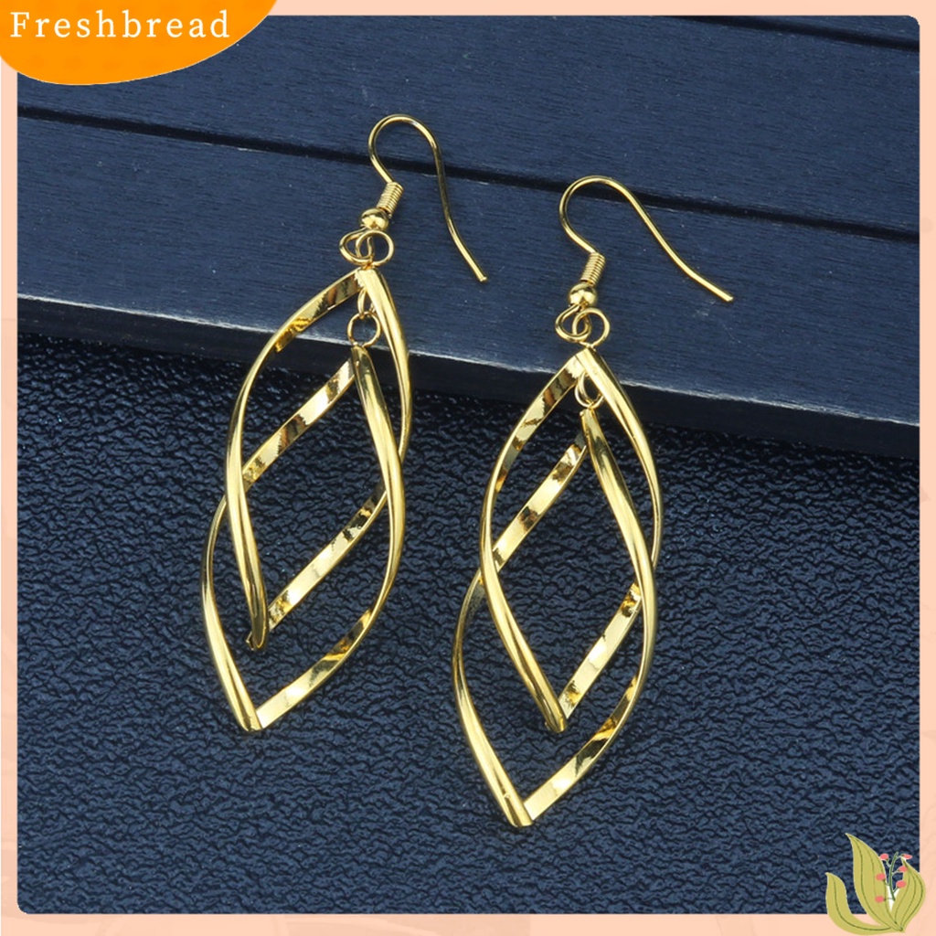 &lt; Freshbread &gt; 1pasang Anting Kait Spirals Belah Ketupat Perhiasan Halus Tahan Lama Drop Earrings Untuk Pakaian Sehari-Hari