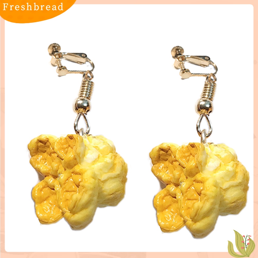 &lt; Freshbread &gt; Lucu Wanita Popcorn Makanan Menjuntai Telinga Klip Kait Anting Pesta Club Perhiasan Hadiah