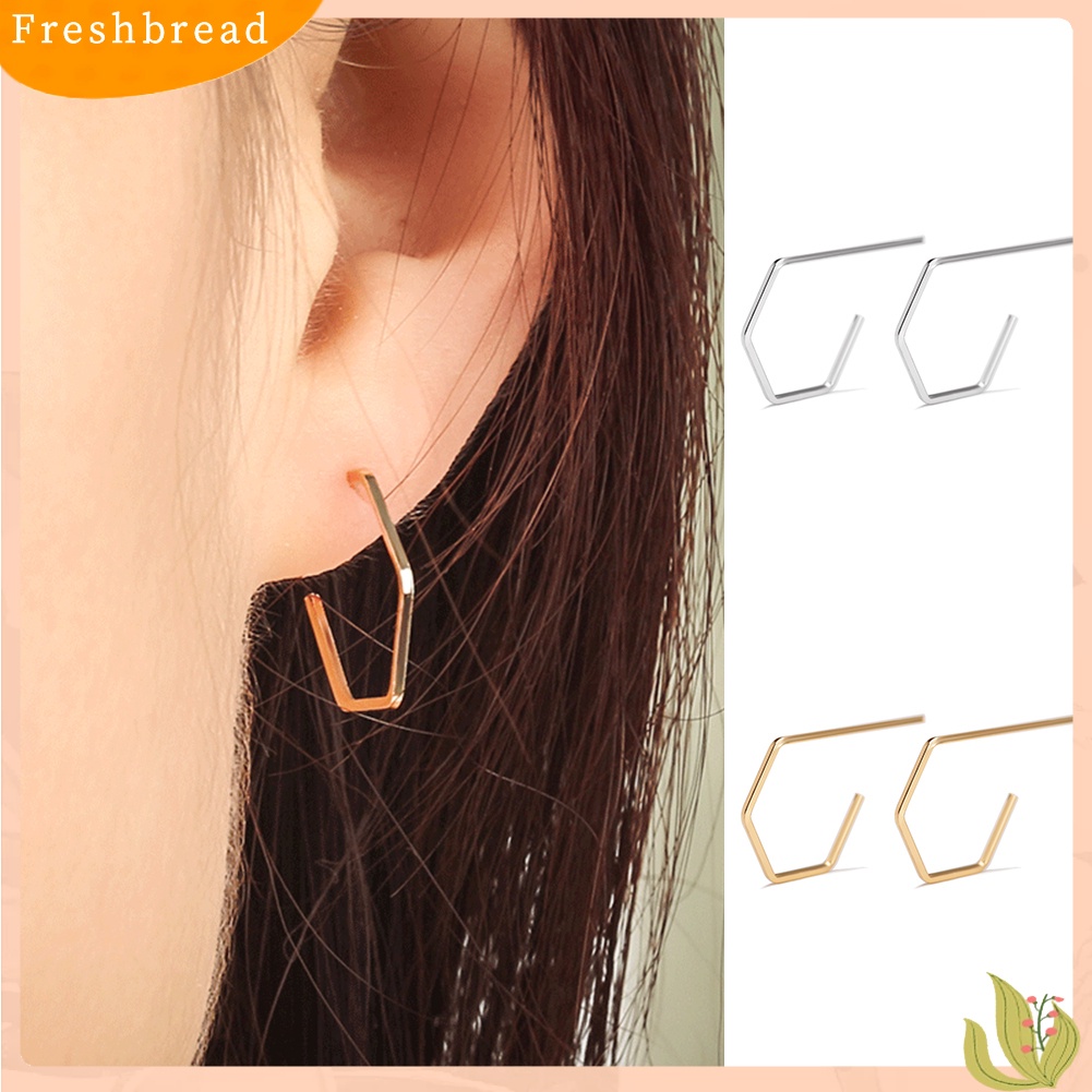 &lt; Freshbread &gt; Fashion Wanita Sederhana Geometris Ear Stud Alloy Earrings Pesta Pub Perhiasan Hadiah