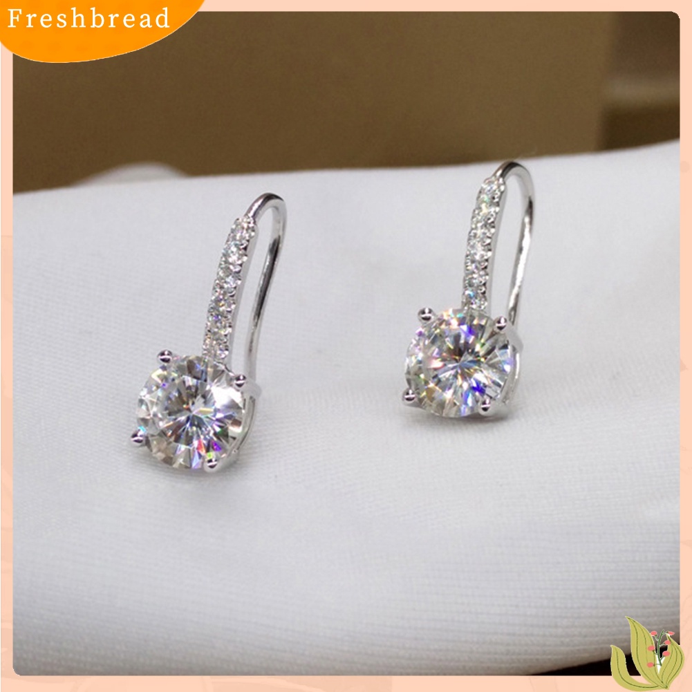 &lt; Freshbread &gt; Wanita Cubic Zirconia Hias Bulat Menjuntai Kait Anting Hadiah Perhiasan Natal