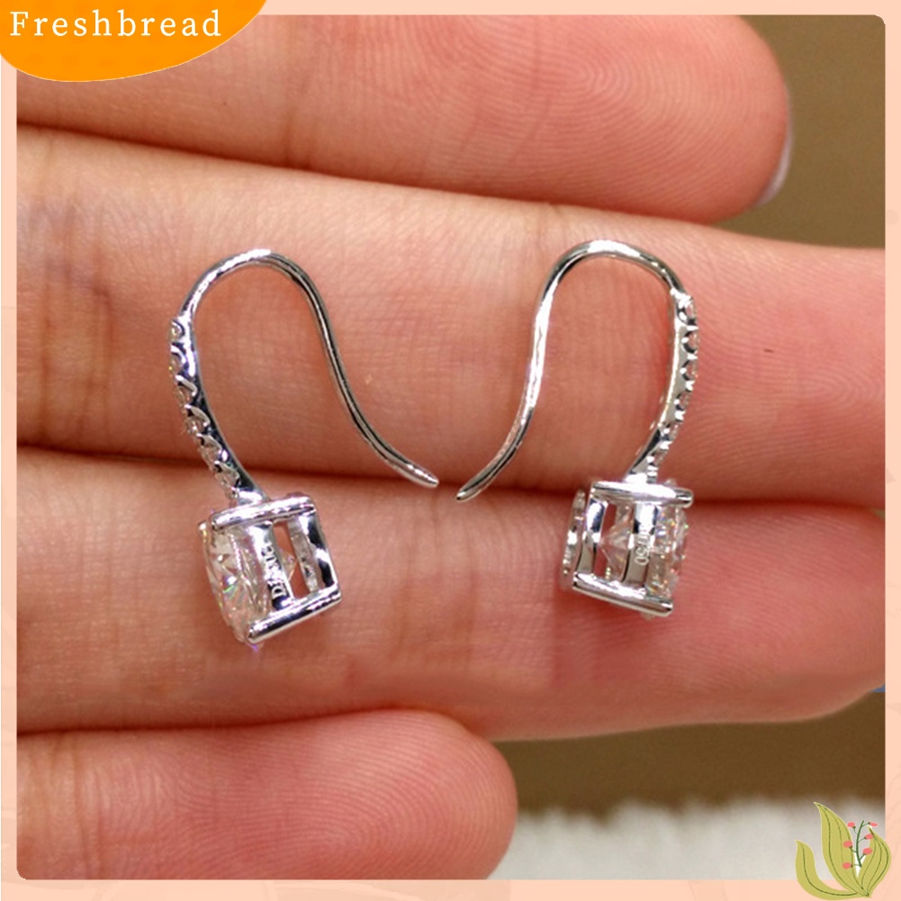 &lt; Freshbread &gt; Wanita Cubic Zirconia Hias Bulat Menjuntai Kait Anting Hadiah Perhiasan Natal