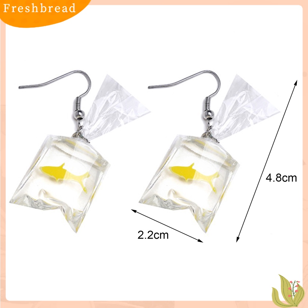 &lt; Freshbread &gt; 1pasang Anting Menjuntai Liontin Anting Resin Anti Cacat Ramah Kulit Dengan Kantong Air Ikan Mas Untuk Anak Perempuan