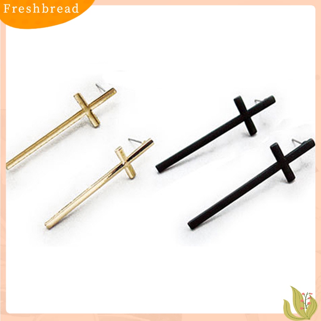 &lt; Freshbread &gt; Unisex Vintage Rock Punk Gothic Pesona Anting Salib Pecinta Ear Studs Hadiah