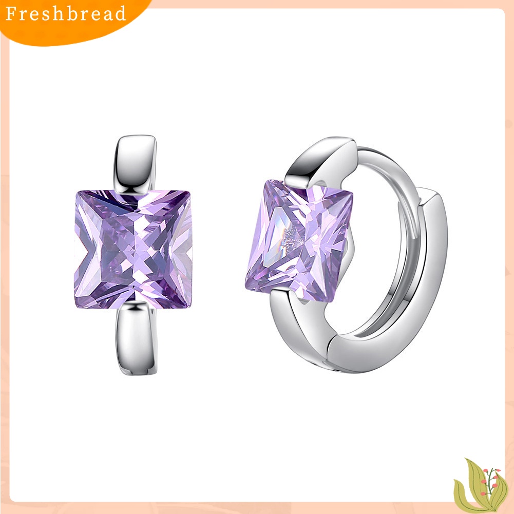 &lt; Freshbread &gt; Fashion Wanita Cubic Zirconia Hias Huggie Anting Hadiah Perhiasan Pesta Pernikahan