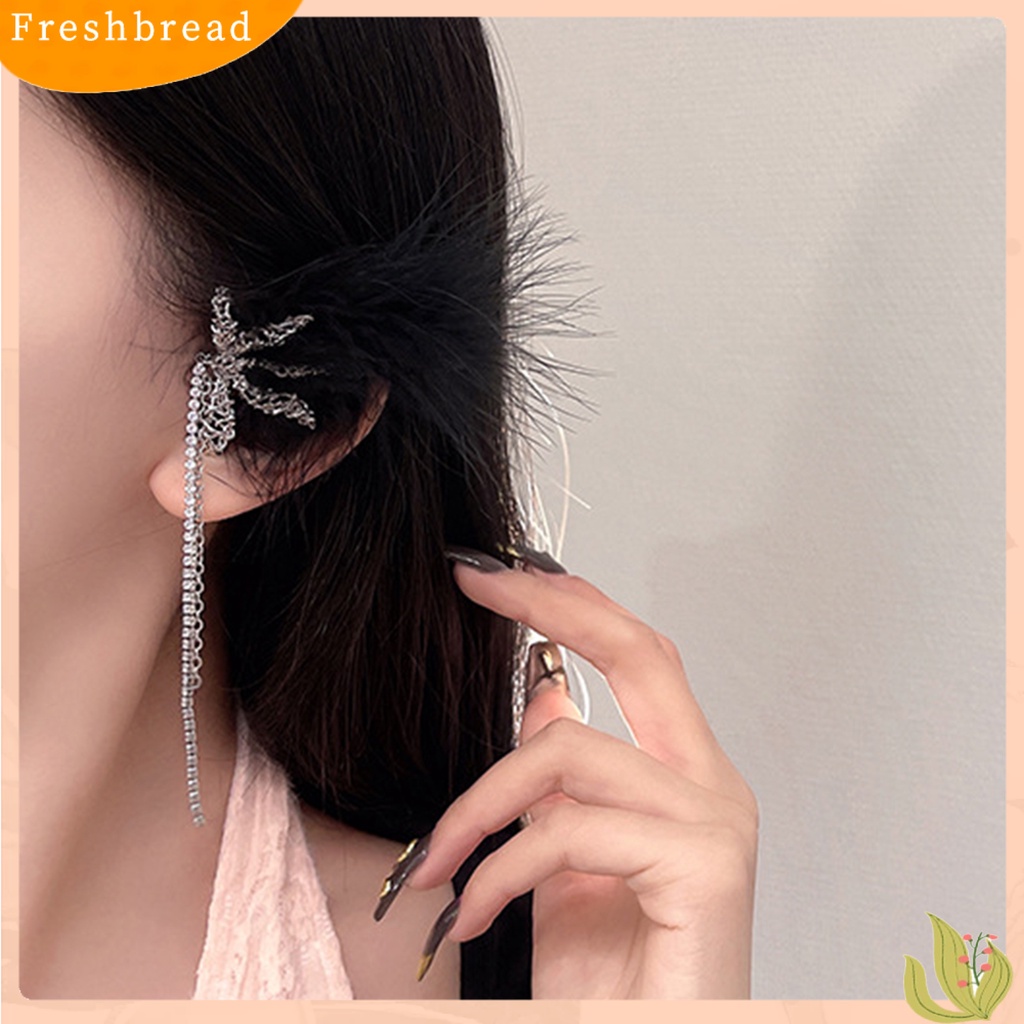 &lt; Freshbread &gt; 1 Pc Klip Anting Mewah Temperamen Bulu Imitasi Tanpa Tindik Rumbai Berdandan High-end Mutiara Imitasi Rumbai Telinga Manset Perhiasan Aksesoris