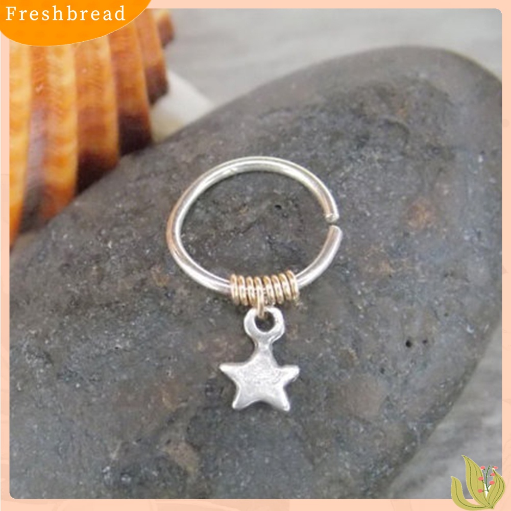 &lt; Freshbread &gt; 1pc Cincin Lady Tembaga Alloy Bintang Liontin Tulang Rawan Hoop Piercing Telinga Atas Stud