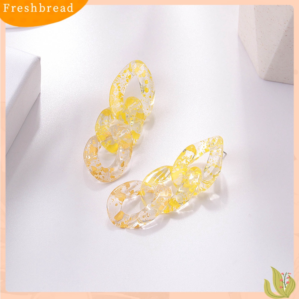 &lt; Freshbread &gt; 1pasang Anting Wanita Rantai Kuba Perhiasan Transparan Geometris Bohemian Drop Earrings Untuk Pesta