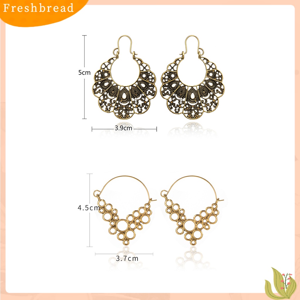 < Freshbread > 1pasang Anting Vintage Multi-Bentuk Alloy Kait Telinga Ukir Halus Untuk Perjamuan