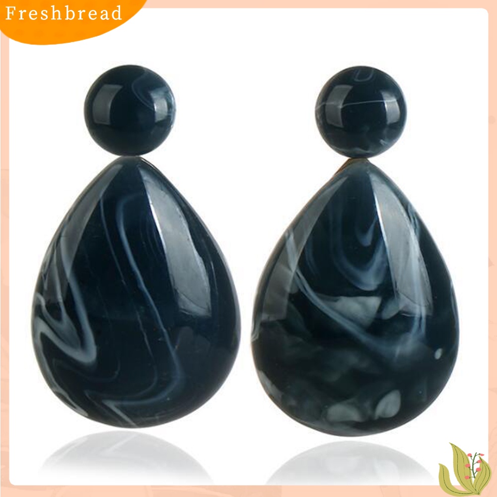 &lt; Freshbread &gt; Fashion Sederhana Wanita Resin Water Drop Statement Menjuntai Stud Earrings Jewelry