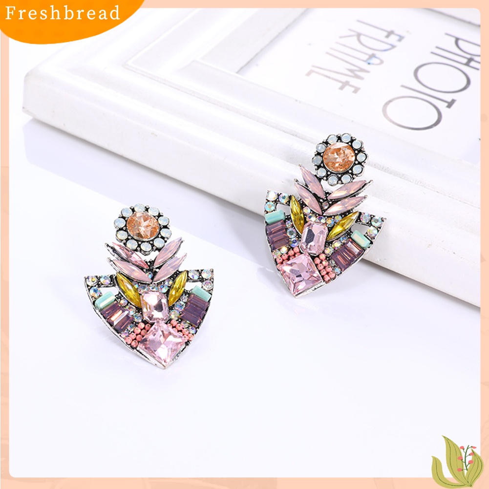 &lt; Freshbread &gt; Wanita Fashion Berlian Imitasi Berlebihan Bohemian Ear Stud Earrings Perhiasan Hadiah