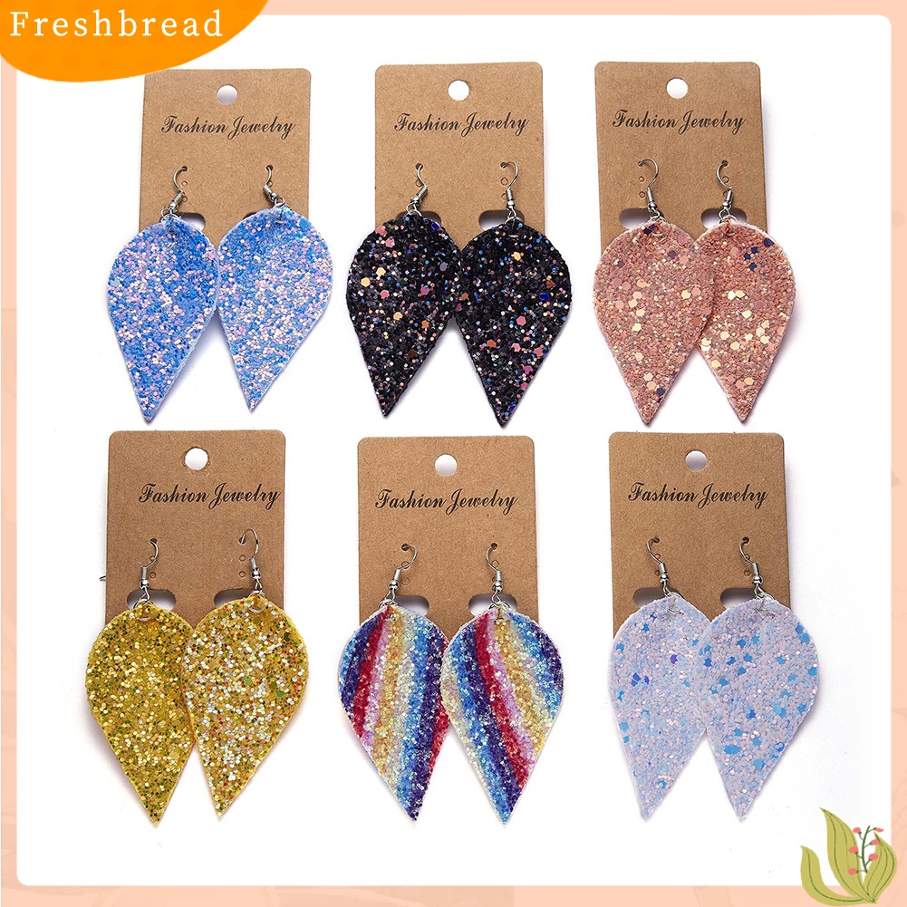 &lt; Freshbread &gt; Gaya Punk Tetesan Air Menjuntai Drop Shiny Sequin Women Hook Earrings Perhiasan Hadiah