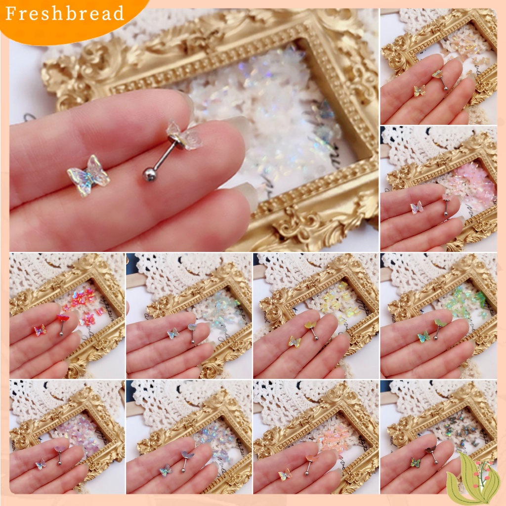 &lt; Freshbread &gt; 3Pcs Ear Studs Eye-catching Menawan Resin Wanita Stud Cincin Telinga Piercing Perhiasan Dekor Untuk Gadis