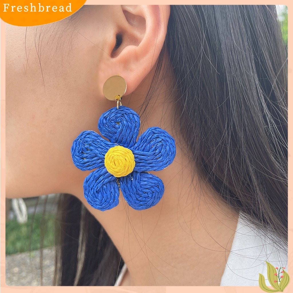 &lt; Freshbread &gt; 1pasang Anting Wanita Bunga Warna Cerah Perhiasan Gaya Liburan Floral Drop Earrings Untuk Liburan