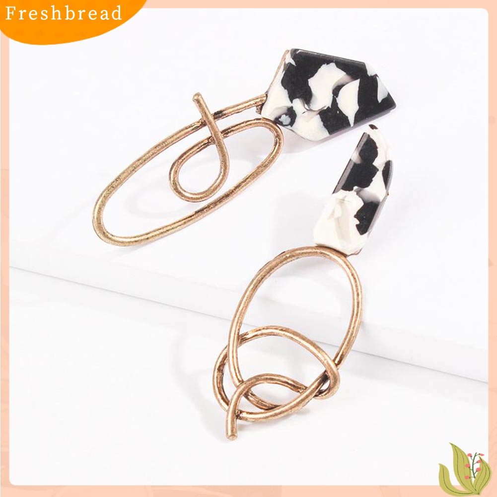 &lt; Freshbread &gt; Wanita Geometris Tidak Teratur Asimetris Berliku Menjuntai Stud Earrings Perhiasan Hadiah