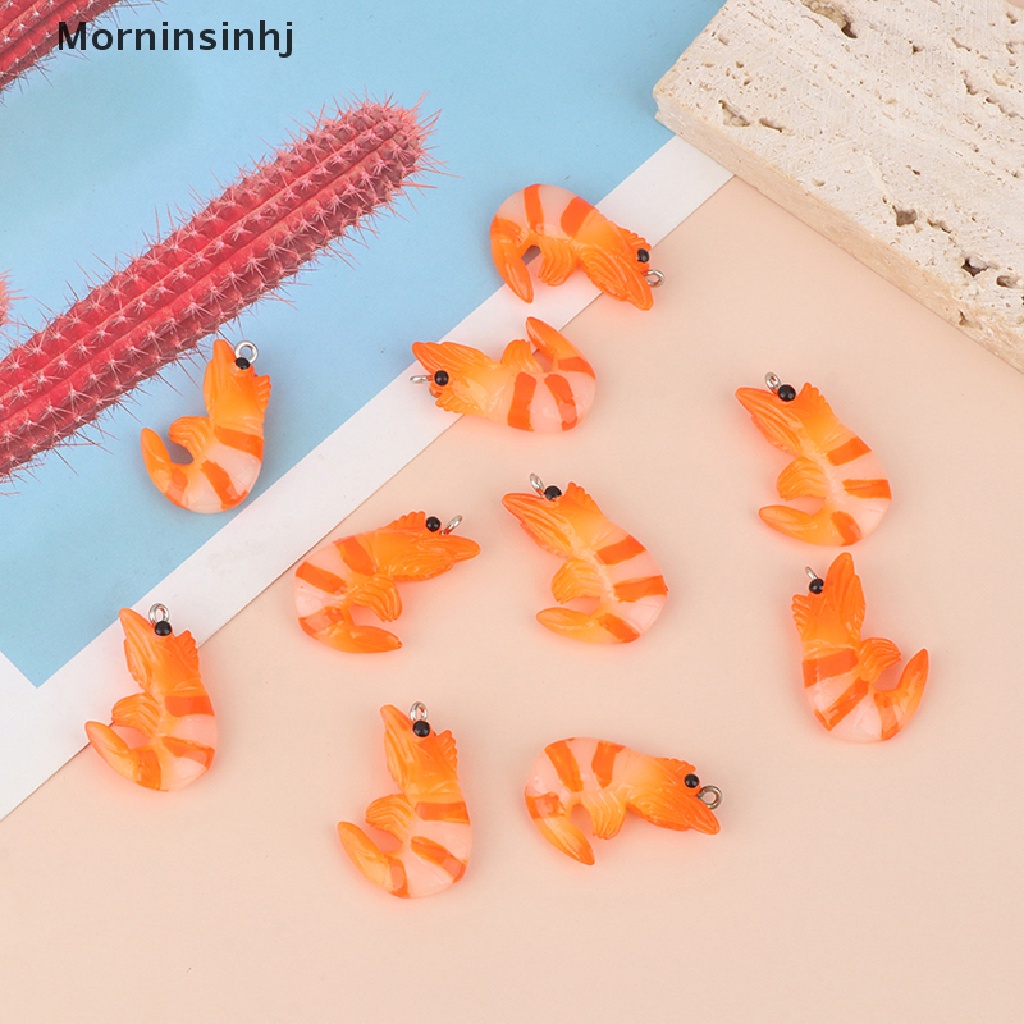 Mornin 10Pcs Ch Simulasi Udang 21x32mm Resin Liontin Untuk Anting Gelang Kalung Gantungan Kunci DIY Membuat Perhiasan Aksesoris id