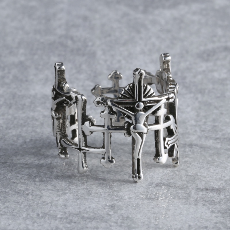 Goldkingdom Aksesoris Perhiasan Fashion Ready Stock Punk Vintage Cincin Minimalis Silang Jari Telunjuk Tertekan Kepribadian Fashion