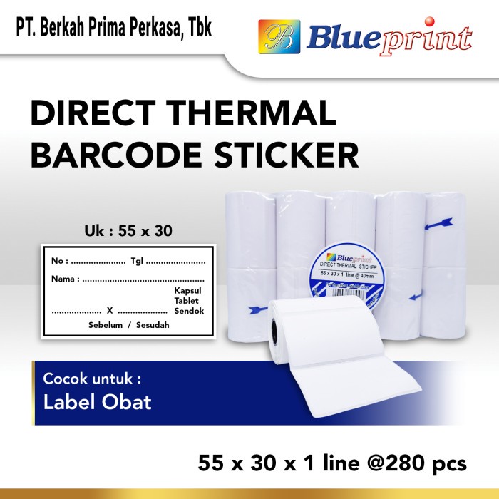

Direct Thermal Sticker / Label Stiker BLUEPRINT 55x30x1 Line 280 Pcs -DVN36