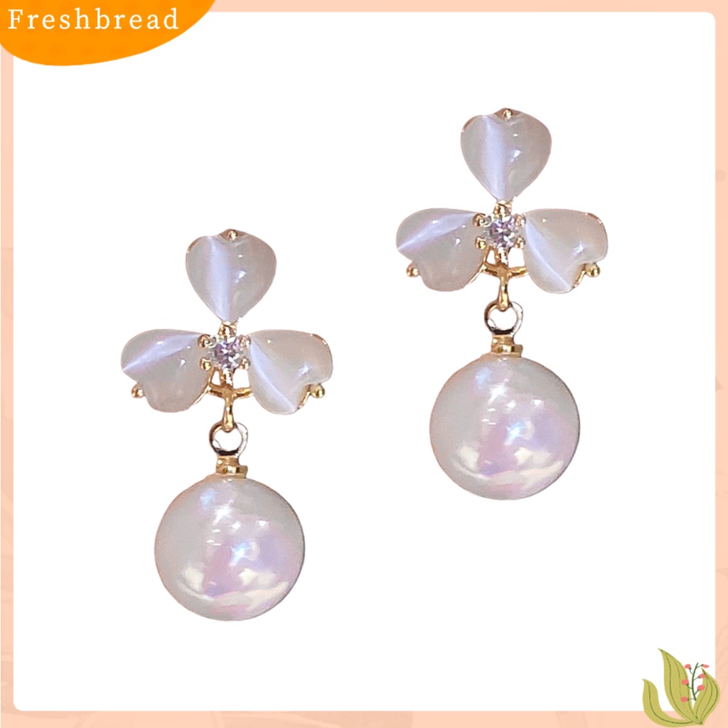 {In Stock} 1pasang Anting Stud Dainty Elegan Temperamen Gaya Perancis Mutiara Imitasi Opal Bunga Wanita Drop Earrings Perhiasan Aksesoris