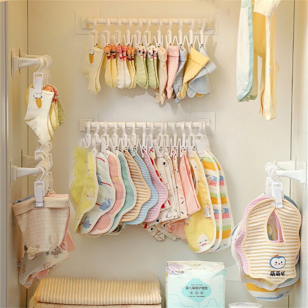No Punching Baju Anak Batang Gantung Hiasan Dinding Bayi Air Liur Handuk Kaus Kaki Penyimpanan Kait