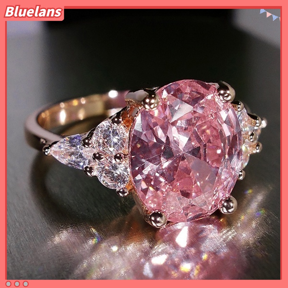 {In Stock} Fashion Wanita Bulat Berlian Imitasi Jari Cincin Perhiasan Pernikahan Hadiah Hari Valentine