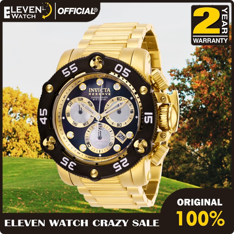 [Promo] Jam Tangan Pria Invicta 28552 Reserve Propeller Gold-Tone Stainless Steel Original BM Garans