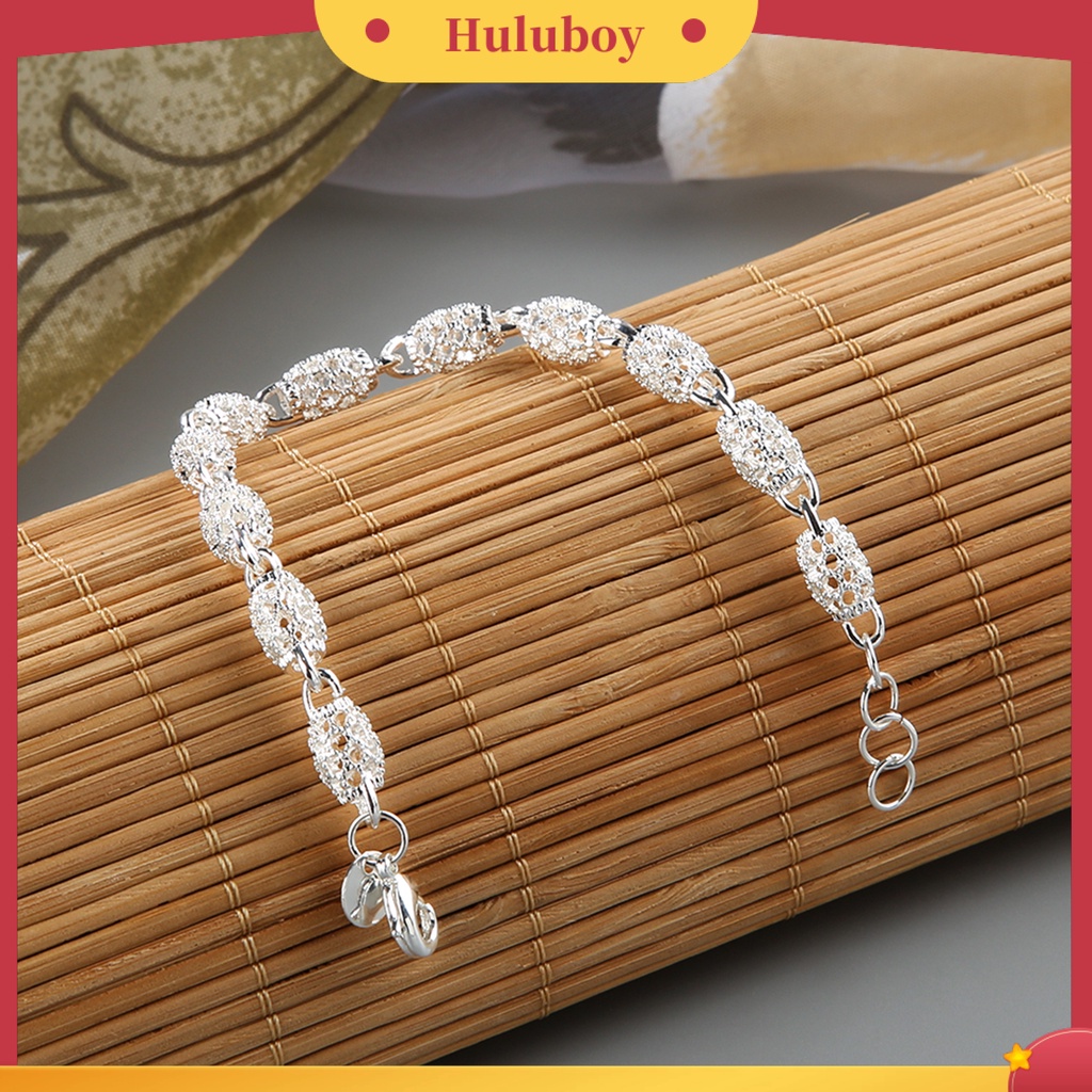 {Ready Stock} Gelang Elegan Anti Karat Wanita Lapis Silver Hollow Bola Bangle Rantai Untuk Travel