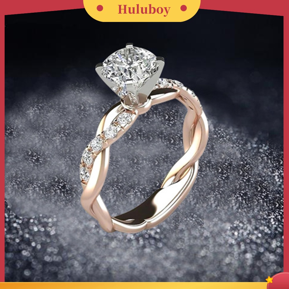 {Ready Stock} Wanita Cubic Zirconia Bertatahkan Twist Finger Ring Hadiah Perhiasan Pertunangan Pernikahan