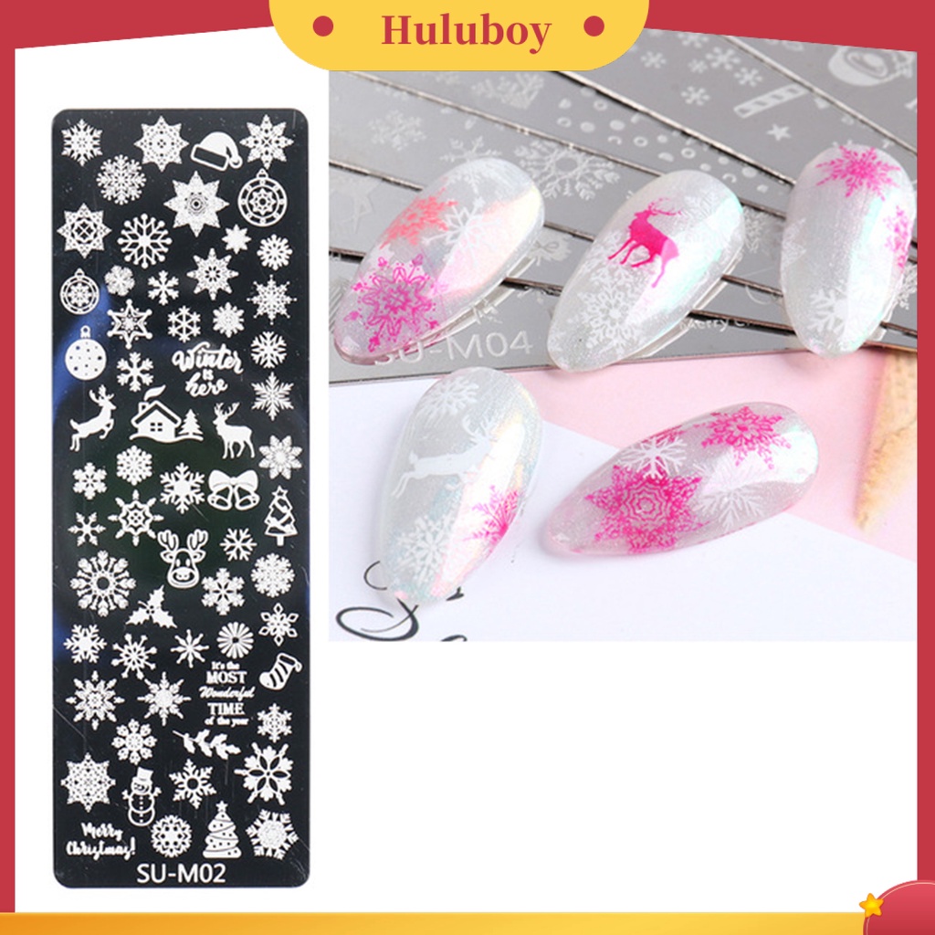 {In Stock} Cetakan Manicure Printing Mudah Digunakan Stainless Steel Tahan Karat Natal Nail Template Manicure Stamping Plate Untuk Anak Perempuan