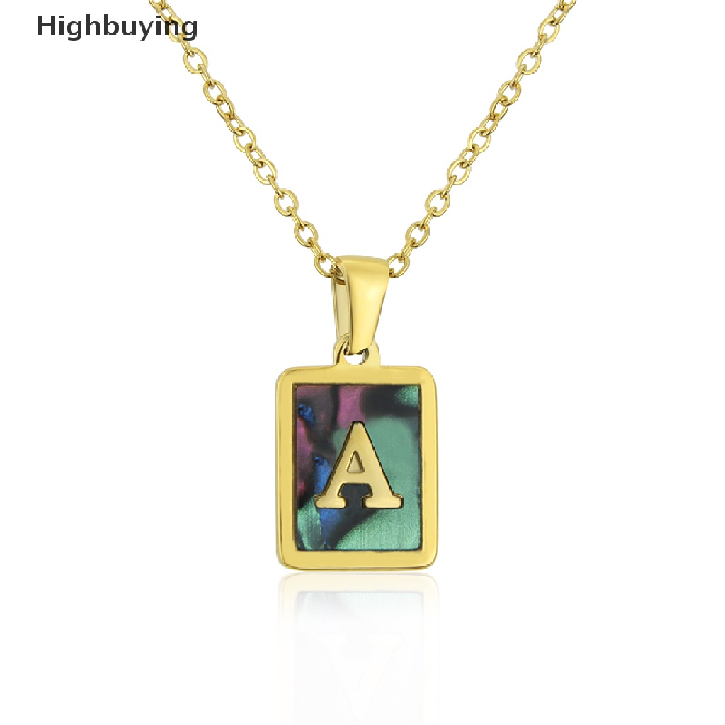 Hbid 26huruf Fashion Kalung Rantai Stainless steel Abalone Shell Alphabet Pendant Glory