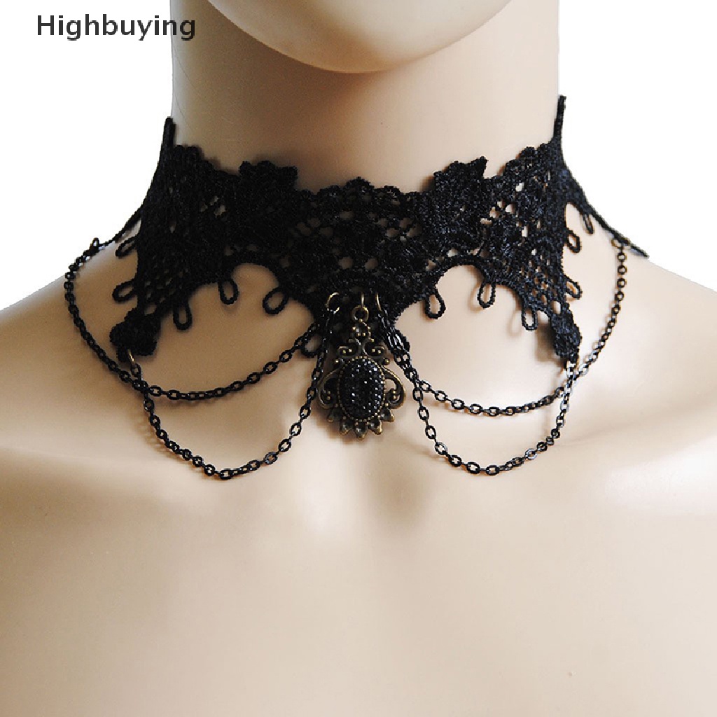 Hbid Renda Rumbai Rantai Gaya Punk Gothic Choker Kalung Ch Kalung Vintage Lace Glory