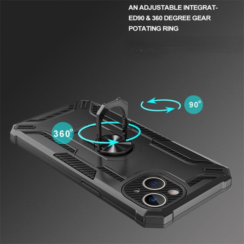 IPHONE Casing Ponsel Armor Heavy Duty Untuk Iphone14 13 12 Pro Max 360derajat Rotate Kickstand Magnetic Shockproof Metal Ring Cover Untuk Iphone11