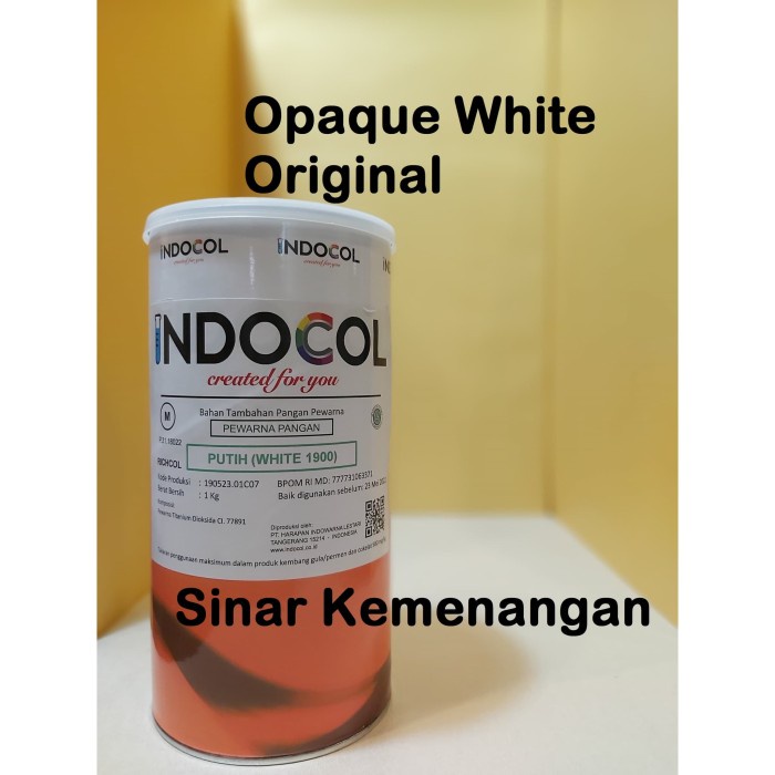 

✨NEW✨ -Pewarna Makanan INDOCOL Opaque White 1900, 1 KG- 1.1.23