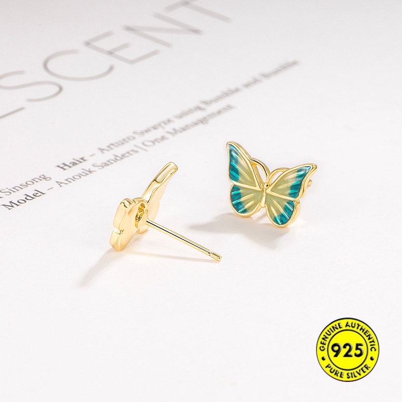 Giwang Kupu-Kupu Warna Enamel Gaya Lukisan Minyak Anting Halus Wanita U1202