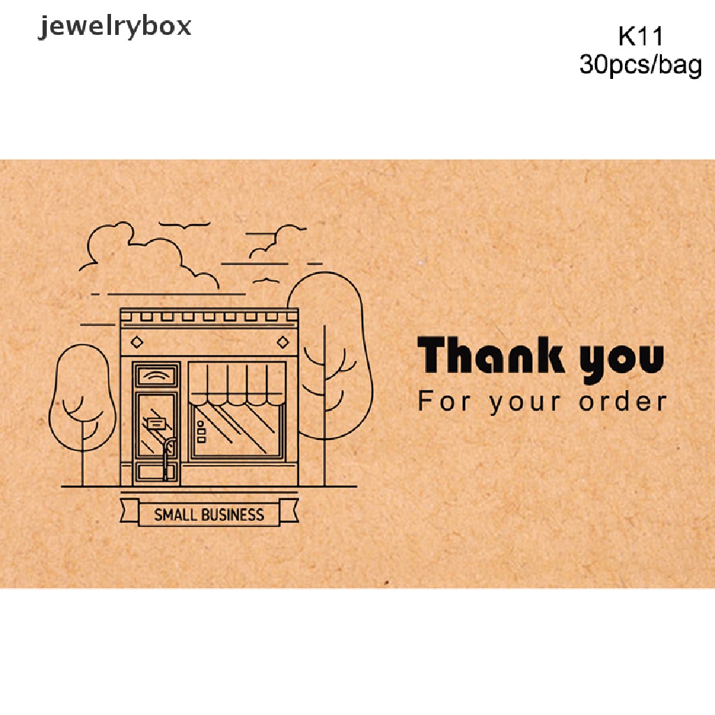 [jewelrybox] 30pcs Kartu Kertas Kraft Natural Thank You For Your Order Card Untuk Dekorasi Butik