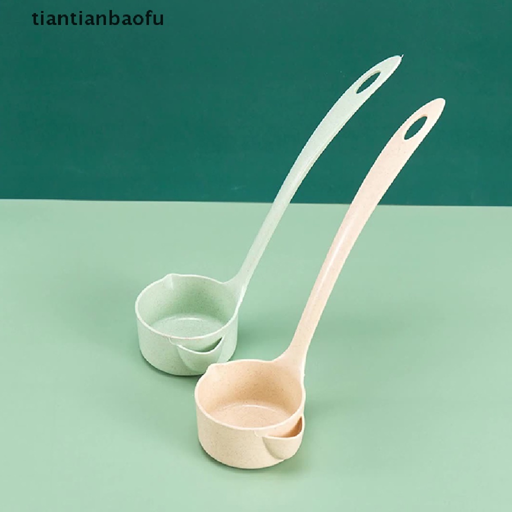 [tiantianbaofu] 1pc Wheat Straw Handle Soup Spoon Sendok Pemisah Minyak Sup Colander Spoon Butik