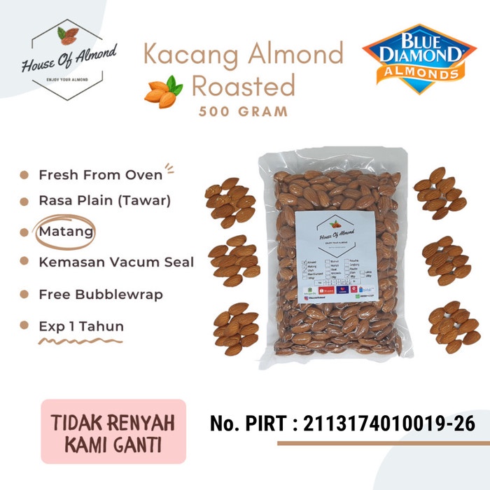 

PROMO LEBARAN 2023!! Kacang Almond Roasted (Panggang) 500 Gr Blue Diamond Premium