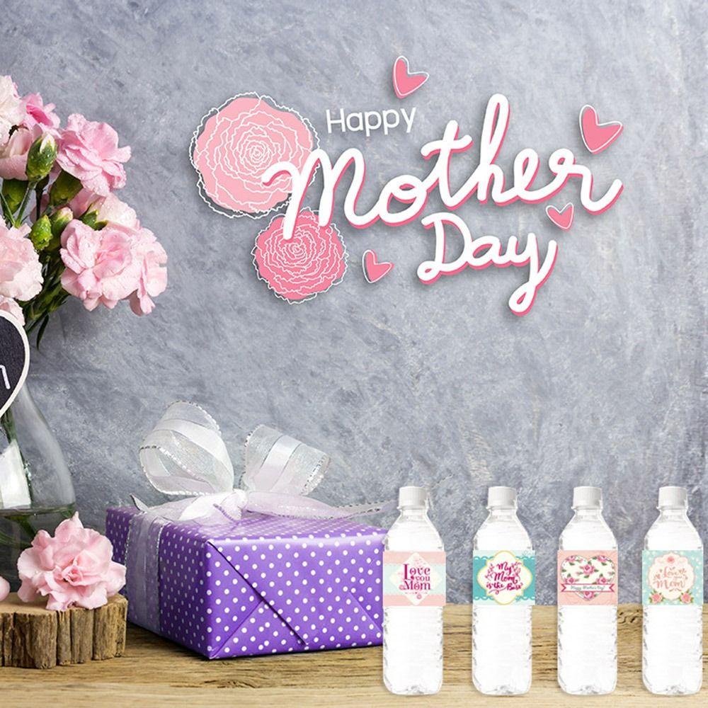 R-FLOWER 24pcs Happy Mother's Day Party Seal Sticker Stiker Kemasan Botol Ulang Tahun