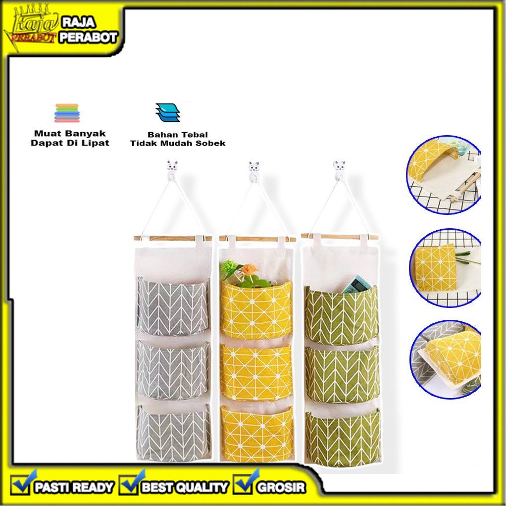 [RPB] KERANJANG WADAH GANTUNG 3 SEKAT ORGANIZER POUCH POCKET 
 SEPATU TAS JILBAB HIJAB SEKAT STORAGE