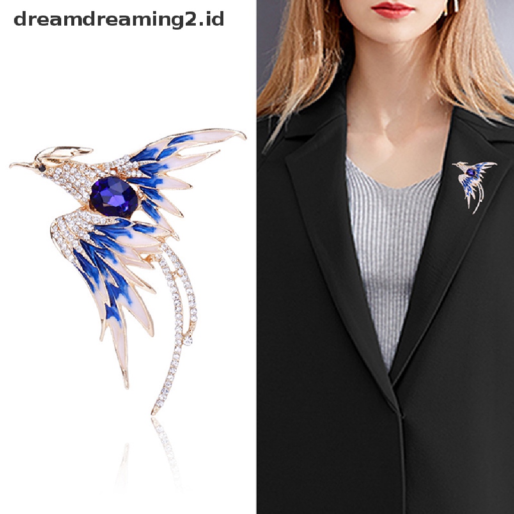 (hot) Kristal Enamel Phoenix Burung Bros Hewan Pin Untuk Wanita Pria Brooch Pin Hadiah//