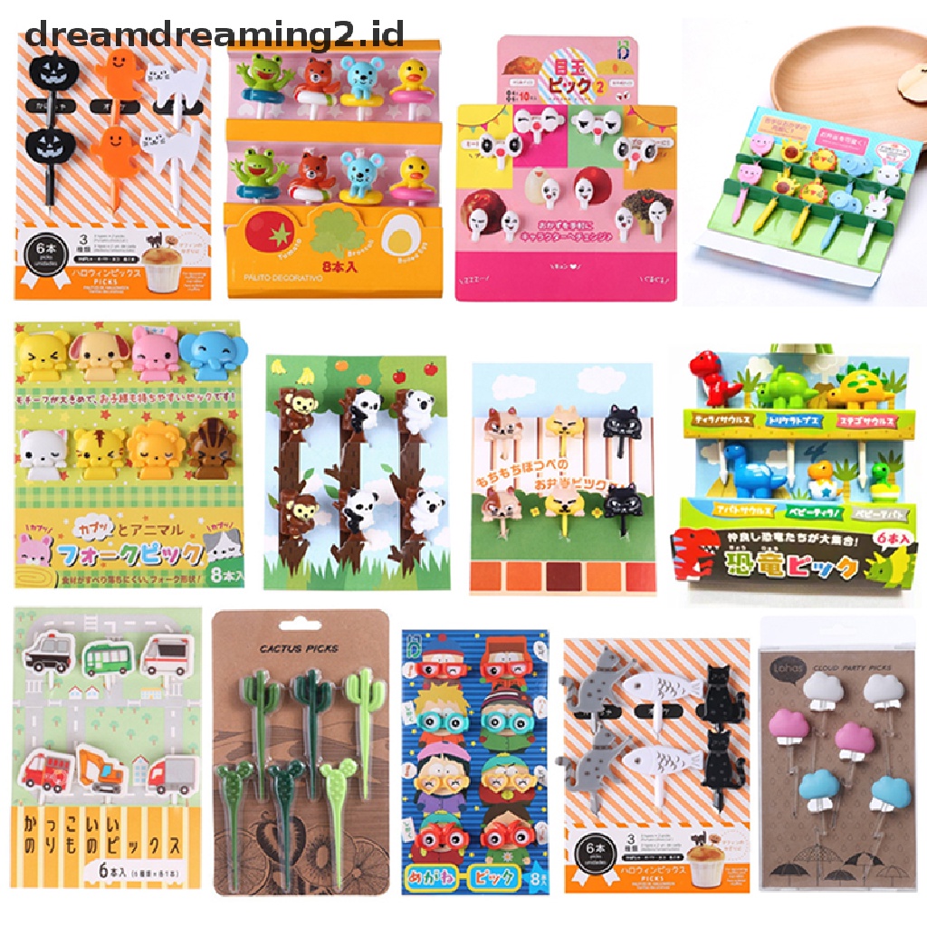 (hot) Garpu Buah Hewan Mini Kartun Anak Snack Kue Dessert Makanan Tusuk Gigi Buah//