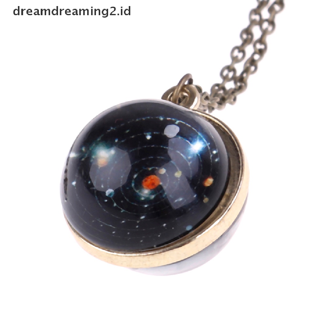 (hot) Kalung Tata Surya Liontin Galaxy Dua Sisi Pendant Universe Jewelry//