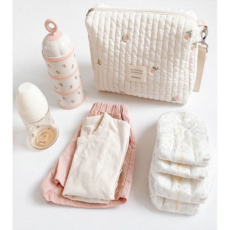 Tas Pouch Bayi Multifungsi Baby Diapers Bag Perawatan Tas Perlengkapan Bahan Halus Lembut
