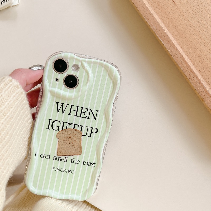 Untuk iPhone Case14 13 12 11 Pro Max Lurik toast Pola Wavy border Anti-drop preservation Kamera