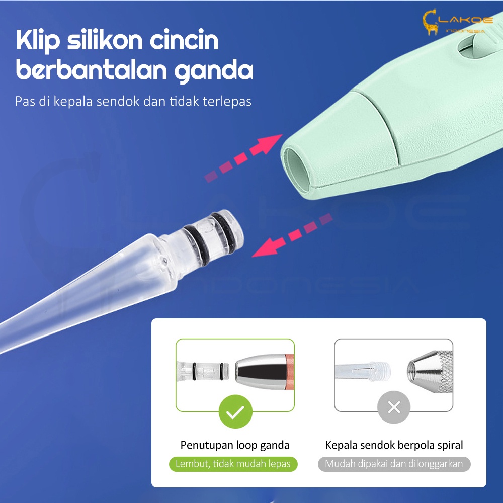 Lakoe 4in1 Alat Pembersih Telinga Bayi Silikon/Korek Kuping LED Lampu Senter Rechargeable/Ear pick Earpick Nose Tweezer