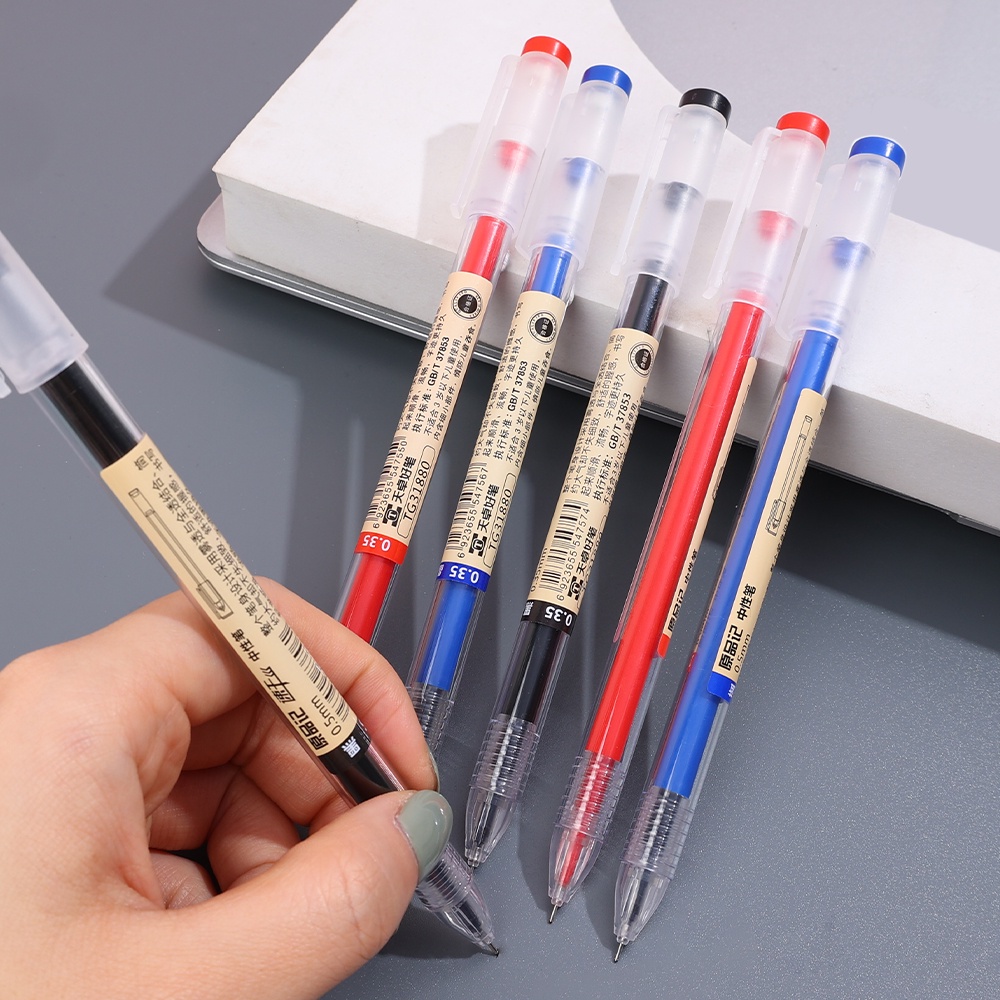 [Harga Grosir] 0.35/0.5mm Three Colour Signature Pen/Pena Press Simple Hitam Biru Merah/Pena st Kecil Segar Pena Tinta Hitam/Alat Tulis Kantor