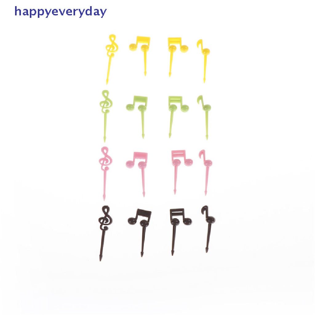 [happy] 16pcs Pick Garpu Buah Makanan Bentuk Not Musik Untuk Pesta Kue Dessert Bento Fork [ID]