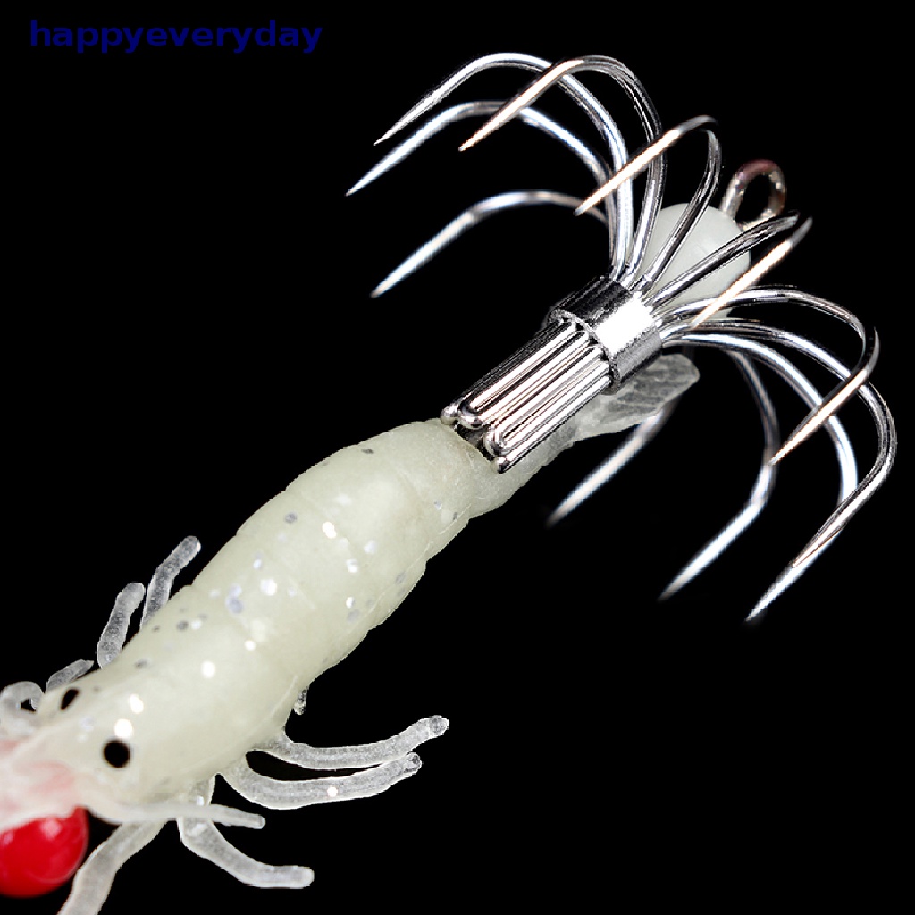 [happy] 1pc Luminous Squid Jigs Glow Udang Kayu Dengan Kait Gurita Cumi Umpan Pancing [ID]