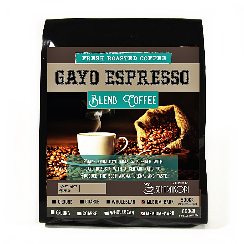 

Kopi Gayo Espresso Blend 500 Gram - Bubuk/Biji - Sentra Kopi - Premium Coffee